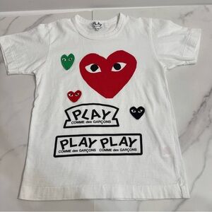 Comme des Garcons Heart Graphic T-Shirt - White, Red, Black, Green WOMENS